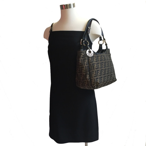 NWT DKNY black LBD with brown leather? straps - Picture 2 of 6